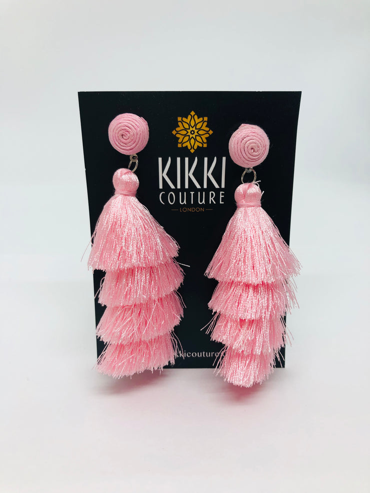 Light Pink Tassel Earrings - Holiday Edition