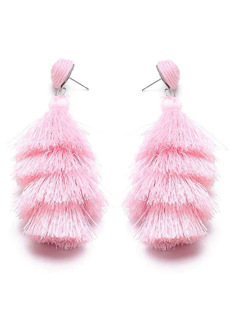 Light Pink Tassel Earrings - Holiday Edition - Kikki Couture