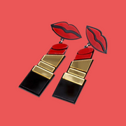Lips and Lipstick Drop Earrings - Ultra-Glam Edition
