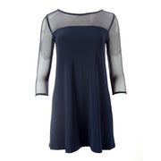 Long Mesh Sleeve Top - Navy - Kikki Couture