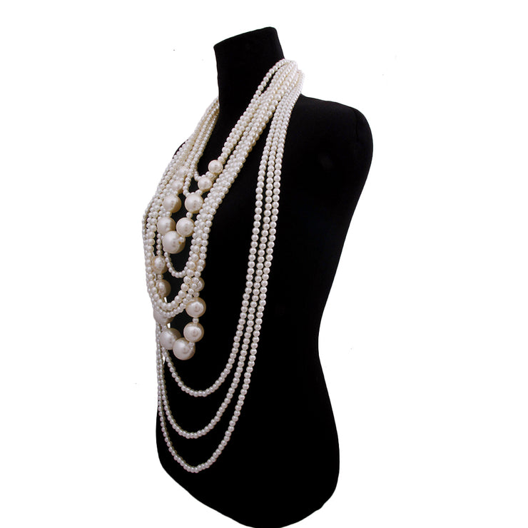 New - Long Chunky Pearl Layered Necklace Set - Ultra-Glam Edition - Wedding Edition - Holiday Edition