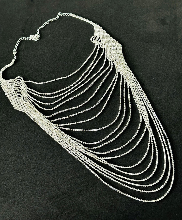 New - Long Rhinestone Tassel Necklace - Body Jewellery - Ultra-Glam Edition