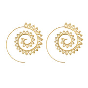 Mandala Leaf Spiral Hoop Earrings - Holiday Edition