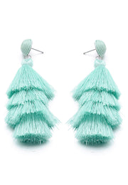 Mint Green Tassel Earrings - Holiday Edition - Kikki Couture