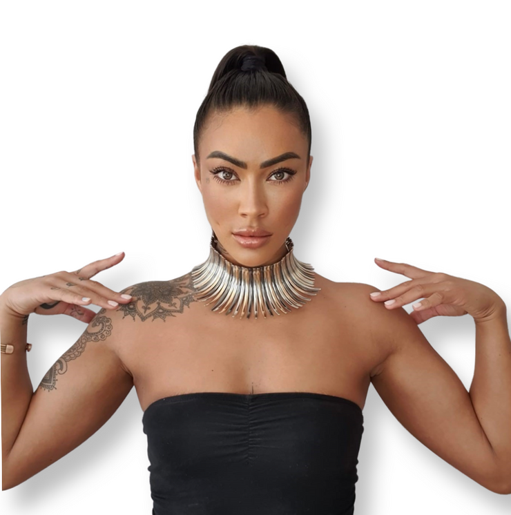 Statement Mixed Metal Spike Choker Necklace - Ultra-Glam Edition