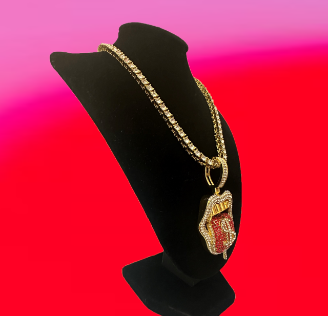New - Money Talks Gold Pendant Necklace - Drag King Edition - Ultra-Glam Edition