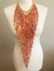 Multi-Coloured Bead Drop Necklace