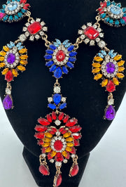 New - Colourful Crystal Drop Necklace - Ultra-Glam Edition - Wedding Edition