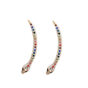 Multi-Colour Crescent Snake Drop Earrings - Ultra-Glam Edition