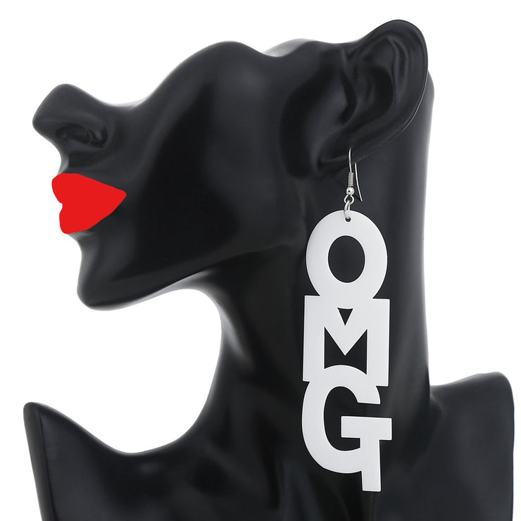 OMG Letter Drop Earrings - Ultra-Glam Edition