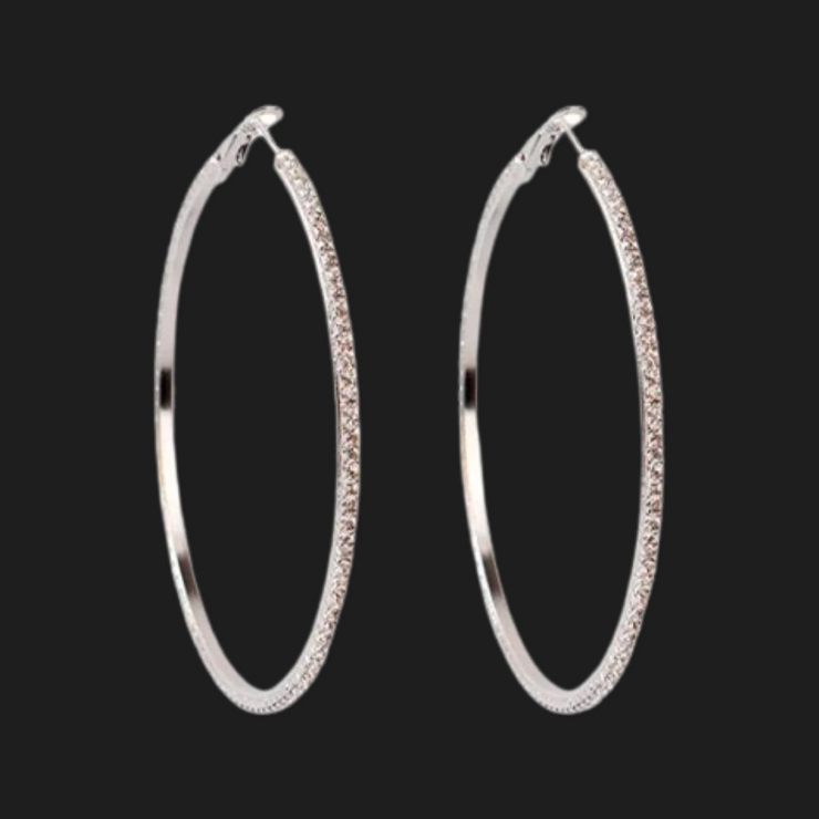Oversized Rhinestone Hoop Earrings - Ultra-Glam Edition