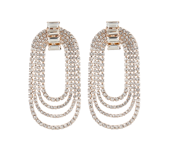 New - Oversized Statement Rhinestone Tassel Drop Hoop Earrings - Ultra-Glam Edition - Wedding Edition