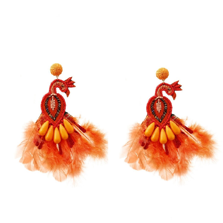 Peacock Bead Feather Earrings - Ultra-Glam Edition