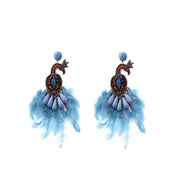 Peacock Bead and Feather Earrings - Ultra-Glam Edition