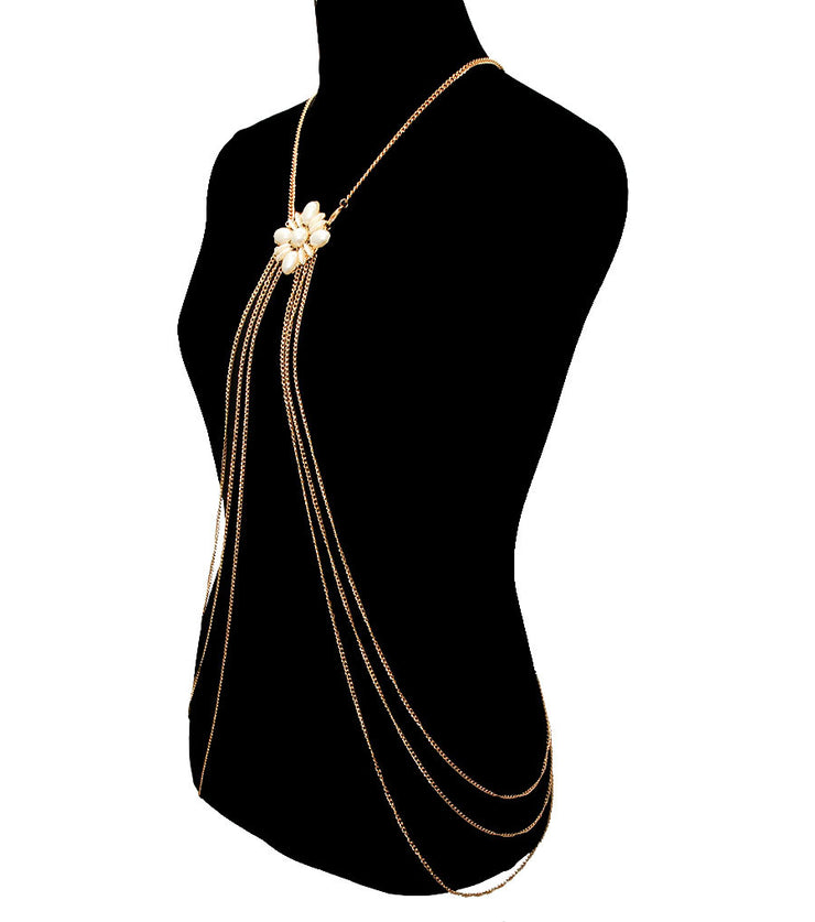 Pearl Flower Body Chain - Body Jewellery - Holiday Edition - Ultra-Glam Edition