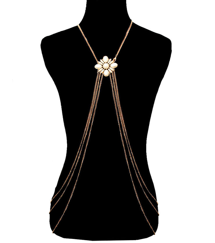 Pearl Flower Body Chain - Body Jewellery - Holiday Edition - Ultra-Glam Edition