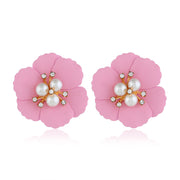Pink Petal Pearl Stud Earrings - Wedding Edition - Ultra-Glam Edition