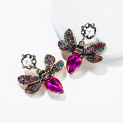 Pink Crystal Pearl Butterfly Drop Earrings - Ultra-Glam Edition