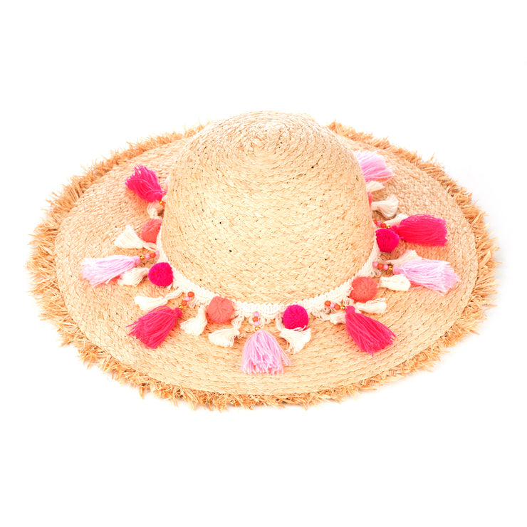 Pompom & Tassel Straw Hat – Holiday Edition - Kikki Couture