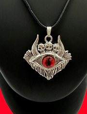 New - Red Evil Eye Skull Pendant Necklace - Drag King Edition