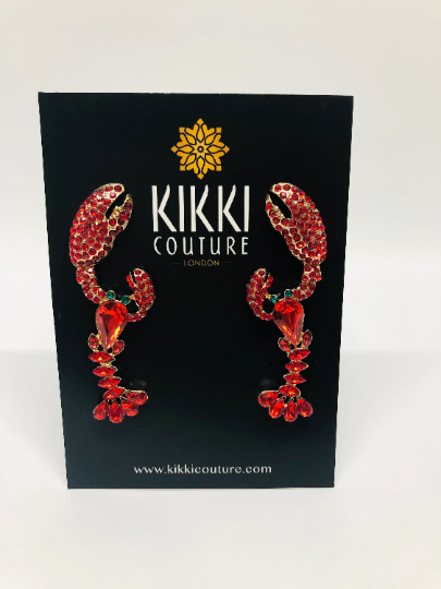 New - Red Lobster Crystal Drop Earrings - Holiday Edition - Ultra-Glam Edition