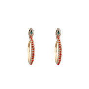 Red Rhinestone Snake Hoop Earrings - Ultra-Glam Edition