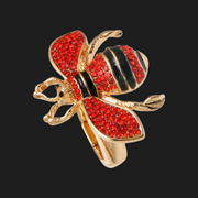 Red Rhinestone Bee Ring - Ultra-Glam Edition