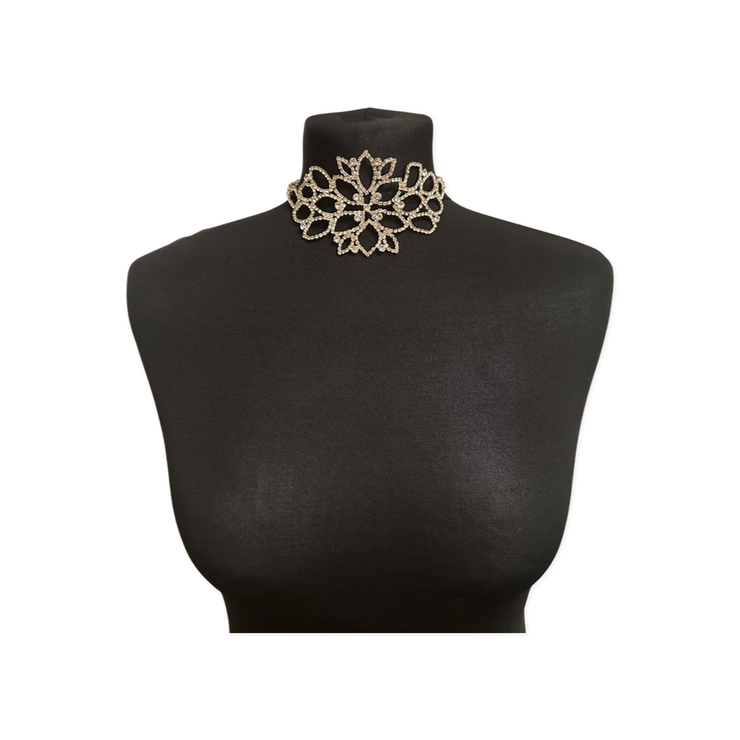 New -  Rhinestone Choker Necklace & Arm Cuff Chain - Body Jewellery - Wedding Edition - Ultra-Glam Edition