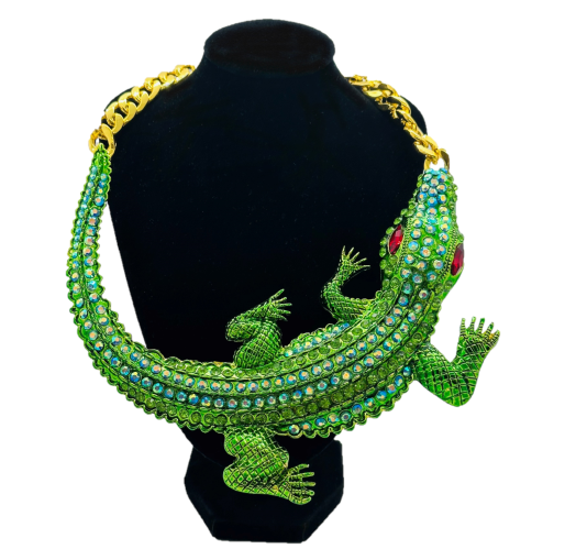 New - Rhinestone Crocodile Diamond Studded Necklace - Ultra-Glam Edition - Holiday Edition
