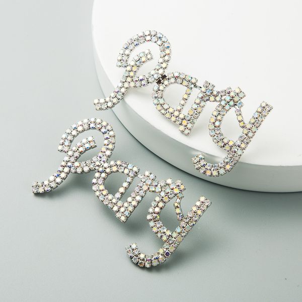 Rhinestone Party Letter Stud Earrings - Ultra-Glam Edition