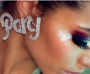 Rhinestone Party Letter Stud Earrings - Ultra-Glam Edition