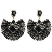 New - Rhinestone Black Tassel Drop Earrings - Ultra-Glam Edition