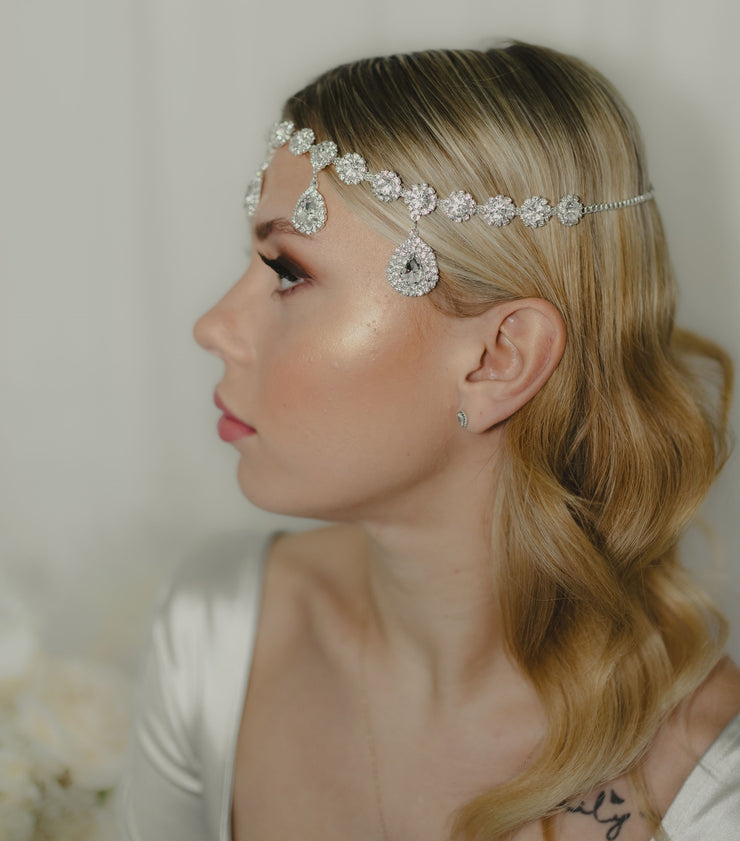 New - Rhinestone Water Drop Head Chain - Wedding Edition - Ultra-Glam Edition - Body Jewellery