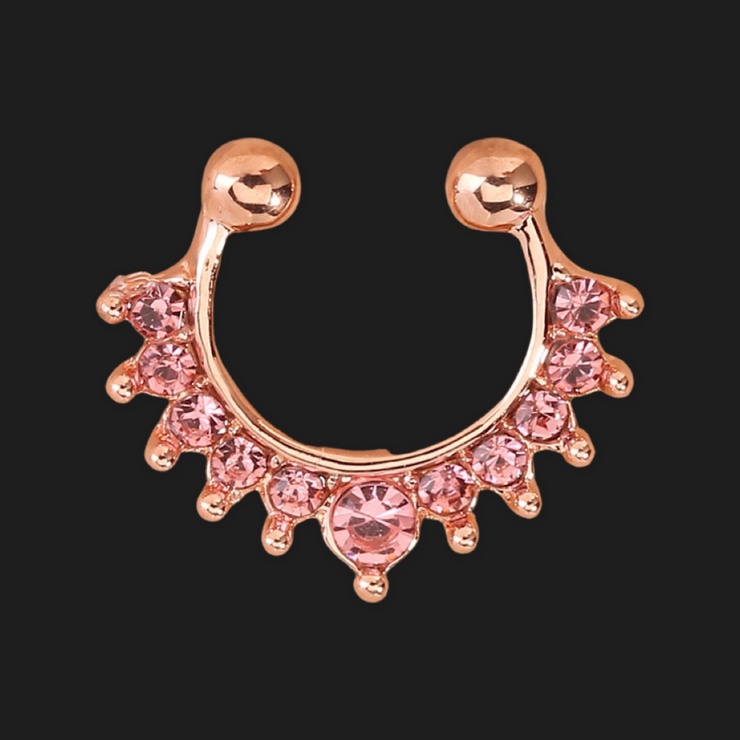 New - Coloured Crystal Fake Septum Ring - Body Jewellery