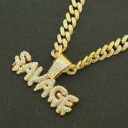 New - SAVAGE Letter Pendant Cuban Link Gold Chain Necklace - Drag King Edition - Ultra-Glam Edition