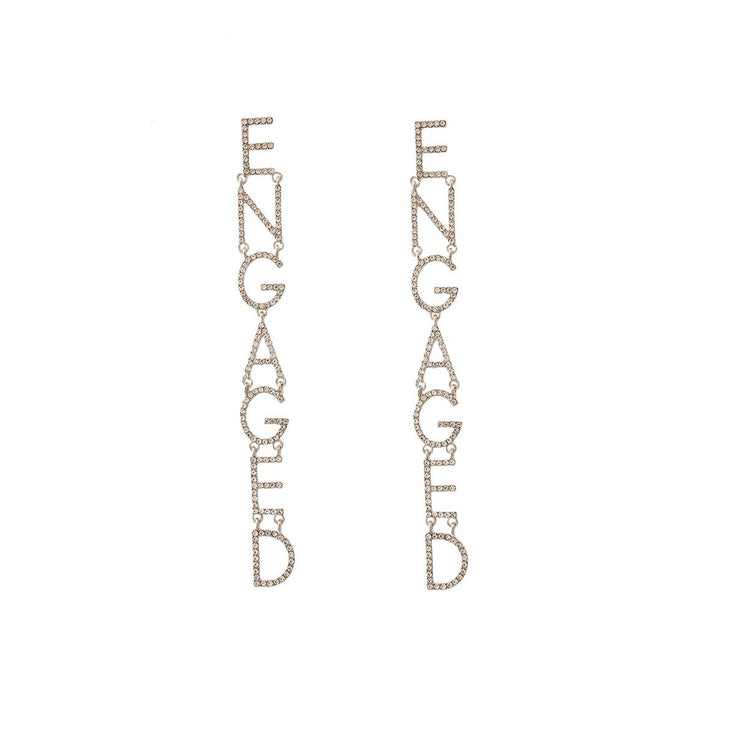 Crystal Engaged Letter Earrings - Wedding Edition