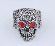 New - Silver Red Eye Skull Ring - Drag King Edition
