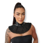 Statement Bead Collar & Ndebele Choker Necklace Set - Ultra-Glam Edition