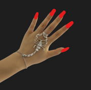 New - Statement Crystal Scorpion Ring Chain Bracelet - Ultra-Glam Edition - Body Jewellery