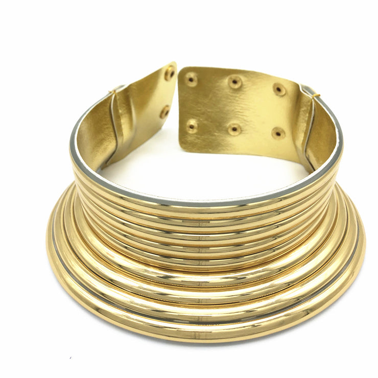 Gold Ndebele Ribbed Choker Necklace - Ultra-Glam Edition