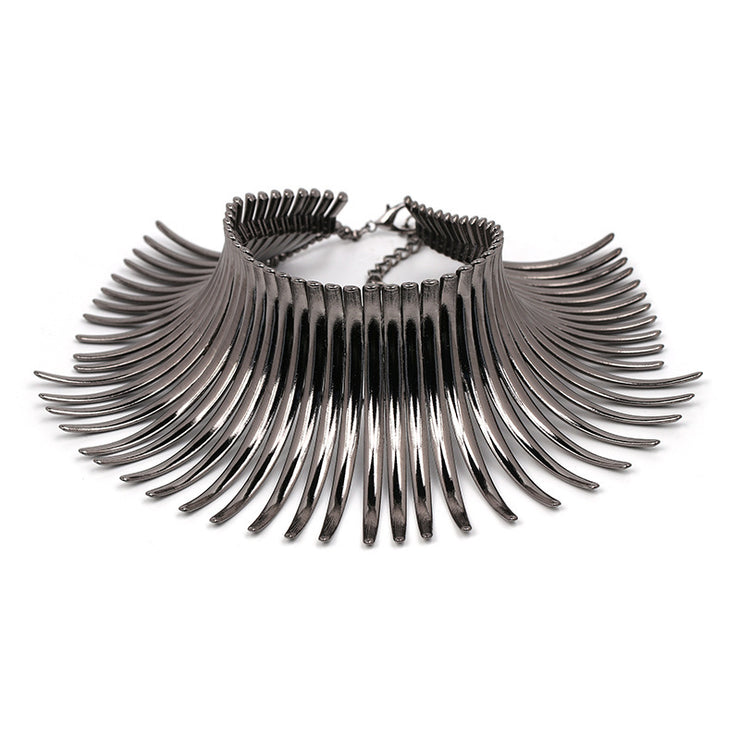 Statement Gunmetal Spike Choker Necklace - Ultra-Glam Edition