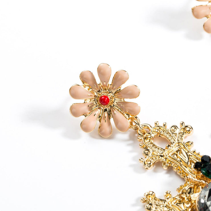 Honey Bee Crystal Cross Drop Earrings - Ultra-Glam Edition - Kikki Couture