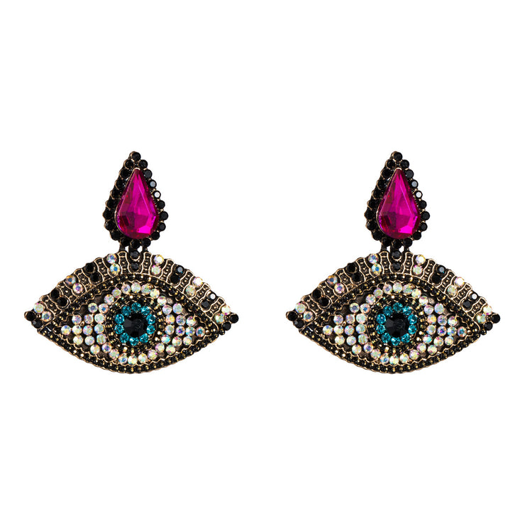 Rhinestone Evil Eye Earrings - Ultra-Glam Edition - Kikki Couture