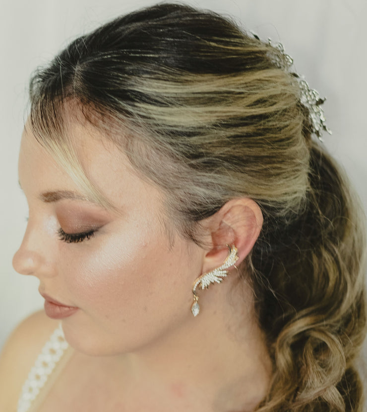 Crystal Angel Wing Climber Earrings - Ultra-Glam Edition - Wedding Edition